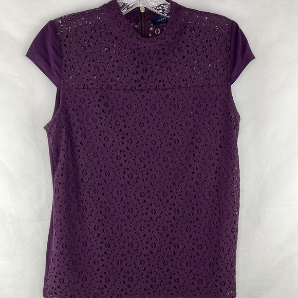 COPY - Tommy Hilfiger Dark Purple Lace Front & Back Yoke Top - Picture 4 of 7